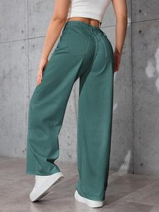 Women's <b>Vintage</b> Sexy Casual Autumn Style Ripped Dark Denim Pants 100% Cotton Mid Waist <b>Boot</b> Cut Full Length Wide Leg - Product Image 2