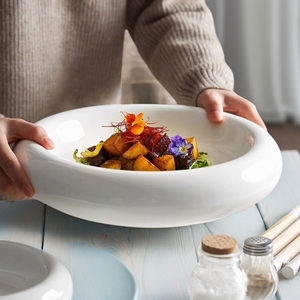 Service de table en céramique blanche de luxe, rond, à double paroi, isolant thermiquement, remplissable à l'eau chaude, pour hôtel et restaurant - Product Image 4
