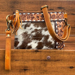 Top Selling <b>Hand</b> Tooled Leather Fashion Ladies Wristlet Handbags Genuine Cowhide Leather Crossbody Shoulder Mini <b>Bags</b> for Women - Product Image 3
