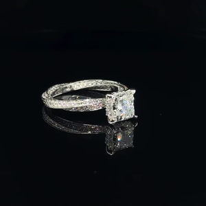 CONCEPTION Anillo de Moissanita de 2CT con Corte Princesa, Anillo Sorpresa de Diamante, Plata 925 Original, Estilo Moderno, Regalo para Enamorados, Cumpleaños - Product Image 2