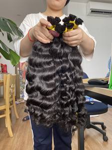 Venta al por mayor extensiones de cabello Remy camboyano a granel de un solo donante y doble dibujado rizado suelto estilo de onda profunda Paquete de materias primas - Product Image 4