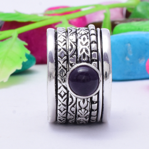 Amethyst <b>Spinner</b> <b>Ring</b> Handmade Fidget Purple Amethyst Sterling Silver <b>Ring</b> Anxiety Relief Jewelry Boho Gift - Product Image 2