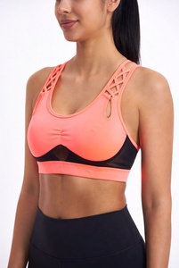 Soutien-gorge de sport léger à maintien élevé pour femme avec bretelles croisées, logo frontal, coussinets amovibles et décoration en maille - Product Image 4