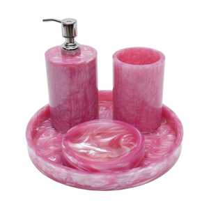 MN EXPORTS Resin Five-Piece Round Modern Set Eco-Friendly Waterproof Soap Dispenser <b>Toothbrush</b> <b>Holder</b> Easy-Clean Surface - Product Image 6