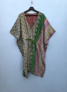 Robe Kaftan en Coton Fait Main pour Femme, Style Kantha Indien, Ample et Bohème, Parfaite comme Cache-Maillot de Plage, Maxi Caftan, Vente en Gros - Product Image 2