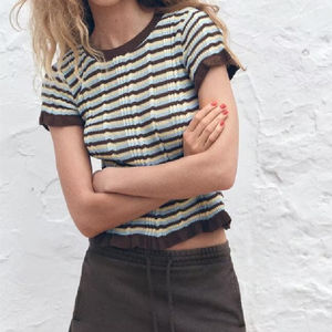 Camisetas Casuales de Mujer, Tejidas con Hilo Teñido, Ecológicas, Transpirables, de Poliéster, con Logotipo y Letras Impresas Digitalmente - Product Image 2