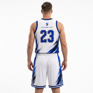 Ensemble uniforme de basketball pour homme Storm Fit, imprimé par sublimation, sans manches, col en V, séchage rapide, maillot et short de sport, numéro 23 - Product Image 2