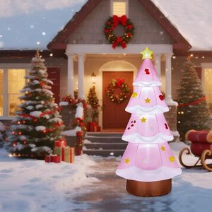 Albero di Natale Gonfiabile Rosa 2,2m con Luci LED, Decorazioni Gonfiabili per Giardino a Tema Natalizio - Product Image 1