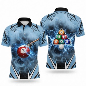Camiseta Polo de Billar con Estampado Digital para Hombre, Manga Corta, Estilo Deportivo Informal, con Diseño de 8 Bolas de Billar y Patrón de Rayos - Product Image 4
