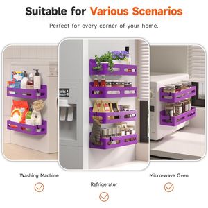 4 Pack Strong Magnetic Spice Rack for Refrigerator Multipurpose 4-Hook <b>Shelf</b> Organizer for <b>Kitchen</b> & Bathroom - Product Image 5