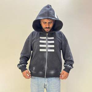 Sweat à capuche zippé surdimensionné Y2K personnalisable, brodé en 3D, 100 % coton épais, écologique, coupe ample, avec poche imprimée, pour homme - Product Image 1