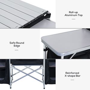 Portable Black BBQ <b>Kitchen</b> Table Windscreen 3 Cupboards for <b>Camping</b> Hiking Outdoor Cooking Foldable Modern Made PC Canvas PVC - Product Image 6