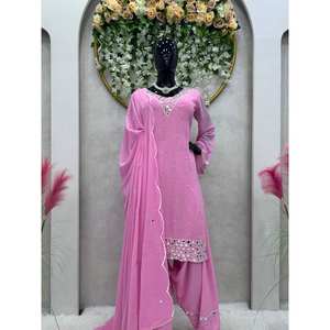 Ensemble de costume de fête en véritable brocart et motif Moti avec fil, taille XL - Product Image 2