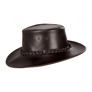 Chapeau de cowboy en cuir véritable en gros, style classique unisexe, élégant, fait main, décontracté, western, couleur personnalisée, logo, pour adultes - Product Image 3