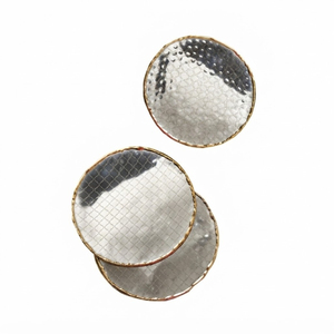 Ensemble de sous-verres de luxe en aluminium avec support, sous-verres ronds gravés pour la maison, les restaurants et les hôtels - Product Image 4