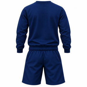 Conjunto Deportivo AIFRAN SPORTS para Hombre, Sudadera Azul Marino con Cuello Redondo, Pantalones Cortos con Cordón, Estampado de Leopardo, Ropa Deportiva Informal, 50% Algodón - Product Image 2