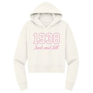 Women <b>White</b> 1938 Graphic <b>Crop</b> Hoodie Long Sleeve Pullover <b>Sweatshirt</b> Soft Fleece Casual Loose Fit Everyday Fashion Streetwear - Product Image 1
