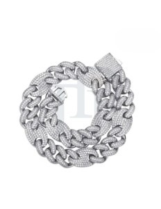 Cadena Cubana de Lujo con Moissanita y Diamantes de Laboratorio, Collar de Oro 10K 14K y Plata Esterlina, Cadena Hip Hop Iced Out, Joyería para Hombre - Product Image 1