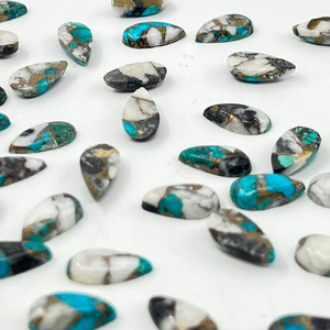 Pierre précieuse turquoise bleue de forme poire longue, cabochon, en vrac, pour la création de bijoux - Product Image 5