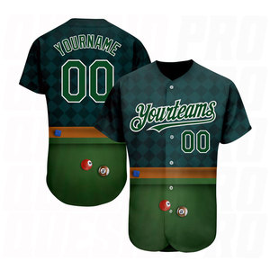 เสื้อเบสบอลลายสามมิติสีเขียวขาวแบบกำหนดเอง ดีไซน์ลายบิลเลียดแท้ - Product Image 1