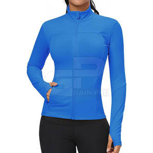 Chaqueta de yoga cómoda para mujer con cremallera, manga larga, ropa deportiva, corte ajustado, secado rápido, transpirable, para correr - Product Image 2