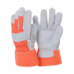 Gants de travail en cuir de vachette renforcé avec résistance à l'abrasion, poignet élastique antidérapant, gants de sécurité polyvalents - Product Image 3