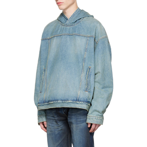 เสื้อฮู้ดดี้เดนิมพรีเมียมสำหรับผู้ชาย ผ้าคุณภาพสูง ผลิตในปากีสถาน รับผลิตแบบ OEM ODM ขายส่งเสื้อฮู้ดดี้เดนิมสำหรับผู้ชาย - Product Image 4