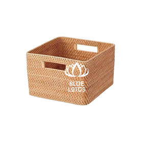 [DISPONIBLE] |   Panier en rotin tressé, boîte de rangement pour cuisine, garde-manger, fruits, pain, plateau de présentation, organisateur, Vietnam - Product Image 1