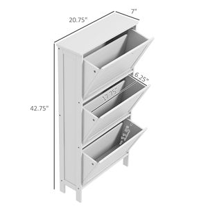Mobiletto Portascarpe Sottile a 3 Cassetti con Ante a Persiana, Organizer Salvaspazio per Ingresso/Casa, Bianco, Contiene 6 Paia - Product Image 3