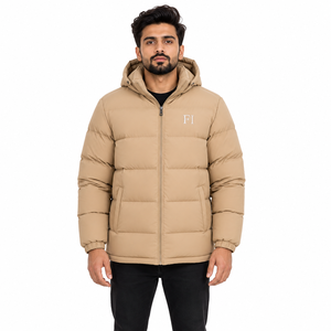Veste matelassée personnalisée pour homme, avec capuche, chaude et isolante, coupe-vent, pour l'hiver, fournisseur en gros OEM USA - Product Image 1