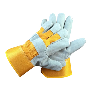 Gants de travail en cuir de vachette jaune-gris pour hommes et femmes - Gants de protection robustes avec paume et poignet rembourrés, doigts entiers, design de haute qualité, pour barbecue - Product Image 6