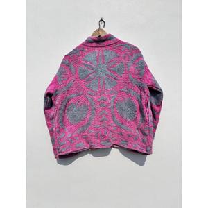 Velvet Suzani Embroidered Winter Boho Unisex Kimono <b>Jacket</b> Stand Collar Full Sleeve Thick Eco-Friendly - Product Image 2