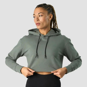 Sudaderas con Capucha Cortas para Mujer, Venta Directa de Fábrica, Ropa Deportiva de Moda, Sudadera con Capucha para Damas - Product Image 2