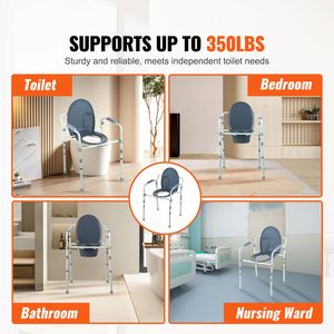 Comoda da Comodino Portatile Regolabile in Altezza con Sedile WC Più Largo e Secchio Rimovibile - Product Image 2
