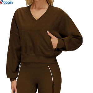 Sweat-shirt de sport pour femme, coupe ample, col en V, coupe-vent, chaud, confortable, épaules tombantes, idéal pour la course en extérieur – Meilleures ventes - Product Image 4