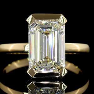 Minimalist 3CT Emerald Shape Diamond <b>Ring</b> Thick Corner Prong Bezel Setting IGI Certified Solid <b>Gold</b> Luxury Bride Engagement <b>ring</b> - Product Image 3
