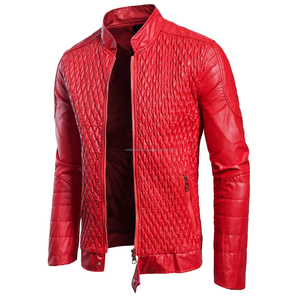Veste de moto décontractée en similicuir pour hommes, col montant, chemisier, poche zippée, rubans, décoration avant, hiver, extérieur - Product Image 2