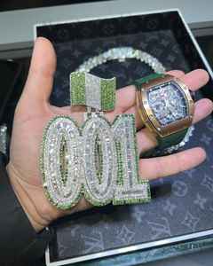 Colgante de Letra Inicial Personalizada con Dijes de Letras Personalizadas, Joyería Hip Hop, Regalo, Bicolor, con Moissanita de Plata Esterlina - Product Image 4