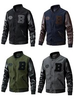 Veste varsity en cuir pour homme, veste bomber d'hiver, broderie personnalisée, veste letterman, streetwear décontracté