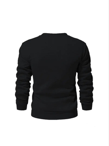 Sweat-shirt à col rond uni pour homme Coupe classique Tricoté Décontracté Manches longues Noir - Product Image 3