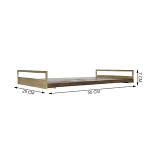 Luxury Rectangular Wooden <b>Serving</b> <b>Tray</b> with <b>Gold</b> Metal Handles - Modern Decorative Ottoman <b>Tray</b> for Coffee Table & Home Decor - Product Image 2