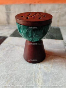 Brûleur à encens Bukhoor en résine époxy artisanale de luxe et en bois d'acacia massif, support pour Oud, décoration d'intérieur arabe, Ramadan - Product Image 5