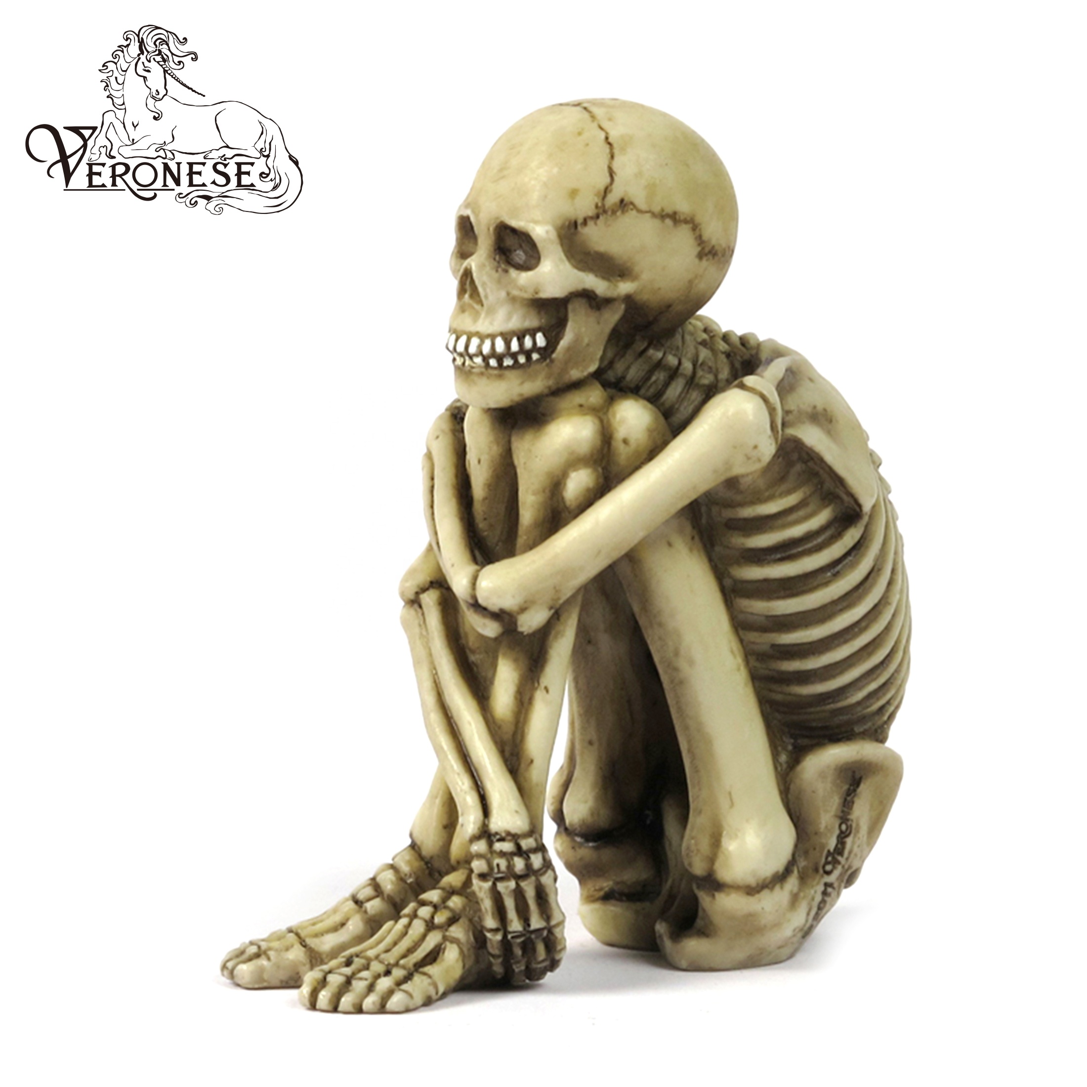Veronese Design Skeleton Sitting Holding Knee Figurine - Hand