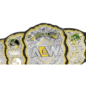 Ceinture de champion du monde de lutte AEW avec emblèmes argentés et dorés, qualité supérieure, ceinture de titre en cuir personnalisable - Product Image 6