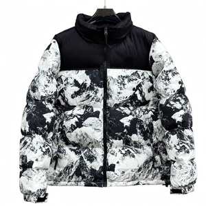 Whiteaura International Puffer Jacket <b>Abstract</b> Print Full Zip Warm Waterproof Breathable <b>Canvas</b> Winter Outerwear Regular Fit - Product Image 6