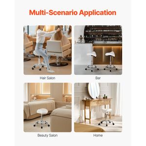 Sgabello Ergonomico Girevole con Capacità di Carico 450 LBS, in Pelle PU, con Ruote e Altezza Regolabile, per Salone - Product Image 6