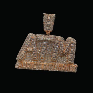 ATM Addicted To Money Moissanite Pendant 925 Silver Baguette Cut Channel Setting Unisex Hiphop Themed Charm Pendant - Product Image 5