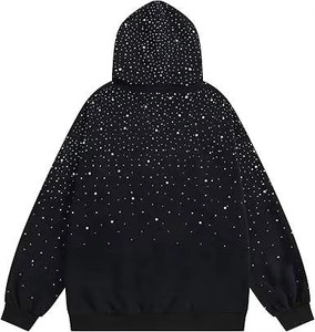 All Over Rhinestone Hoodie Custom Heavyweight <b>Thick</b> <b>Fleece</b> Cotton Hoodie for Men Loose Fit Diamond Streetwear Rhinestone Hoodies - Product Image 2
