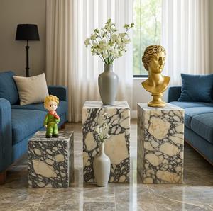 Table d'appoint en marbre naturel de luxe, table basse moderne en pierre pour salon, décoration d'hôtel, table d'appoint en marbre massif - Product Image 4
