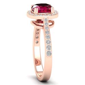 แหวนเพชรรูบี้ทรงคุชชั่น 2 กะรัต ทองคำแท้ 14K งานแฮนด์เมด REYES ประดับด้วยเพชรโมอิสซาไนต์ทรงกลม ได้รับการรับรองจาก GRA สำหรับผู้หญิง - Product Image 3